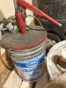 Prairie Select sprayer antifreeze, 1 pail full plus part pail approx 1/2 full; hydraulic transmission oil 5 gal 1/2 - 2/3 gull; gear oil GX 80W-90, 5 gal plus part pail with pump; (2) 1 gal measure jugs, funnel, oil drain pans - 6