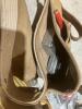 Level, nail pouch w/ measuring tapes, hammers, booster cables, 7pc drill bit set, propane tank w/ (2) torches - 5
