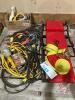 Snap on creeper, ratchet strap 2", trouble light, extension cords - heavy + light, tarp straps etc