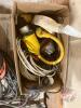 Snap on creeper, ratchet strap 2", trouble light, extension cords - heavy + light, tarp straps etc - 3