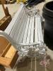 Wooden gun holder, (2) wooden cases w/ pegs inside, Ornamental bench, Asst'd flower pots, ladder decor, coil garden hose - 3