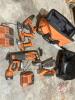 Ridgid power tools, flashlight, skill saw, drill, sawsall, 1/2" drill, hilti gun, (2) new batteries + chargers
