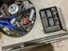 Assorted tools: Pipe wrenches, Punches, Vice grip, Set of allen wrenches, (3) screw driver sets, Drill bit set, Container odds + ends - 4