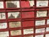 Bolt bins (74 compartment) with contents: 5/16" x 1" up to 3/4" x 6", bolts, washers, nuts - 3