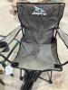 (3) small patio tables w/ glass tops, (2) folding camp chairs - 3
