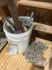 Lots of screwdrivers, 7pc nut driver set, hack saw, (2) squares, trouble light, hammers, level, 20' of 3/8" chain
