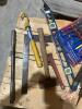 Lots of screwdrivers, 7pc nut driver set, hack saw, (2) squares, trouble light, hammers, level, 20' of 3/8" chain - 4