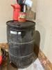 45 gal drum XD-3 EXT, 15W40 motor oil, 1/2 - 2/3 full with pump and gallon containers