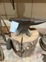 Peter Wright solid wrought anvil on stump