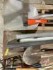 Pallet w/ shovels, broom, axe, extension polies, plastic roll, screen roll, (2) hoes, (1) fork - 3