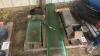 Pallet w/ JD combine and header parts, 2 spd cylinder conversion sprocket and belt for JD 9600, safety screens and covers off JD combine, asst&rsquo;d knife sections, guards, disappearing fingers