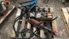Pallet w/ manual hyd hose crimper w/ &frac12; and 3/8 dyes, assortment of hyd ends and couples, bearings, HD hyd cylinder w/ hoses