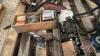 Pallet w/ manual hyd hose crimper w/ &frac12; and 3/8 dyes, assortment of hyd ends and couples, bearings, HD hyd cylinder w/ hoses - 5