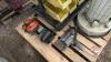 Pallet w/ plastic parts bin assortment kit, Black and Decker jig saw, drill bit sharpener, &frac12;&rdquo; drill, Kerosun kerosene heater - 3