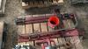 Pallet w/ halogen flood light, halogen shop heater, meat saw, hand saw, set of loader brackets for mounting 2400 series IH loader to 4400 series JD tractor - 3