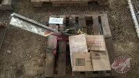 Pallet w/ manual skeet thrower, box asst&rsquo;d clay pigeons, plinking target