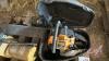 Pallet w/ Poulin Pro 260 chainsaw w/ plastic case, 6&rdquo; bench grinder, road flares, gear box, 5&rdquo; swivel bench vice, electric &frac12;&rdquo; impact, CaseIH 5600 chisel plow bearings and wheel parts - 4