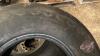 Pallet w/ Black and Decker angle grinder, (4) screw in bin anchors, Red metal toolbox (empty), (Used) Good Year 11L-15F1 imp tire, (Used) Good Year 9.5L-14 imp tire on 6 bolt rim - 2