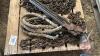 Pallet w/ Jack All jack, (3) logging chains (various sizes and lengths), tow rope w/ chain ends - 3
