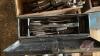 Pallet w/ JD tool box w/ frame mount including contents (flat wrenches, ball peen hammer, screwdrivers), (2) asst&rsquo;d small socket sets, Box of bearings, cab cam parts &ndash; camera and extra wiring harness, no monitor, &frac34;&rdquo; air impact, (2) &frac12;&rdquo; impacts, air drill, - 2