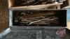 Pallet w/ JD tool box w/ frame mount including contents (flat wrenches, ball peen hammer, screwdrivers), (2) asst&rsquo;d small socket sets, Box of bearings, cab cam parts &ndash; camera and extra wiring harness, no monitor, &frac34;&rdquo; air impact, (2) &frac12;&rdquo; impacts, air drill, - 14
