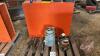 Pallet w/ foot valve for irrigation pump, Red Lion submersible pump, (2) folding jack stands, 72 compartment orange metal bolt bin