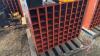 Pallet w/ foot valve for irrigation pump, Red Lion submersible pump, (2) folding jack stands, 72 compartment orange metal bolt bin - 2