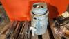 Pallet w/ foot valve for irrigation pump, Red Lion submersible pump, (2) folding jack stands, 72 compartment orange metal bolt bin - 4