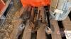 Pallet w/ foot valve for irrigation pump, Red Lion submersible pump, (2) folding jack stands, 72 compartment orange metal bolt bin - 5