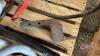 Pallet w/ Stihl 024 chainsaw, measuring wheel, pipe wrench, receiver hitch, recoil off small engine, Dewalt electric reciprocating saw - 2