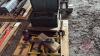 Pallet w/ hyd bottle jack, ATV hitch, #2 Armstrong adjustable stock and dye set, pipe cutter, pipe threader, set of tap and dyes in a wooden box, OTC blue metal toolbox (empty)
