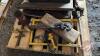 Pallet w/ hyd bottle jack, ATV hitch, #2 Armstrong adjustable stock and dye set, pipe cutter, pipe threader, set of tap and dyes in a wooden box, OTC blue metal toolbox (empty) - 2