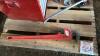 Pallet w/ 30 ton bottle jack, Super Ego 900mm pipe wrench, (2) crescent wrenches, Beach top chest tool box (empty) - 6