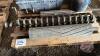 Pallet w/ potato harvester parts, Star wheels, roller drives, (2) boxes of bearings, roller wheels, vice - 2
