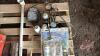 Pallet w/ Red Tech 12A freon, Air conditioning gauges, space heater, sample cup, couple receiver hitches, red metal toolbox w/ asst&rsquo;d flat wrenches and screw drivers - 2