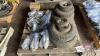 Pallet w/ asst&rsquo;d cultivator shovel nuts and bolts, Asst&rsquo;d nuts and bolts and nails, sieve bushings, (7) asst&rsquo;d sized tires