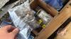 Pallet w/ metal cutting chop saw, Seed treater tank, Asst&rsquo;d pop rivets, cotter pins, hose clamps, springs, set screw assortment, bin level indicator - 8