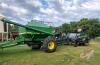 36&rsquo; Elmers 6400 air seeder and JD 787 tow between Air cart, Air Seeder S/N 96493 Air Cart S/N 665194