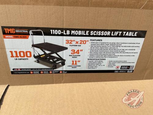 TMG StanForge-ALS05, 1100-lb Mobile Scissor Lift Table, H38