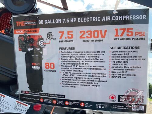 TMG StanForge-ACE85, 80 Gallon 7.5 HP Stationary Electric Air Compressor, H38