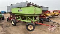 Parker gravity box on 4-wheel farm wagon, H152
