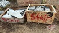 (2) crates of bin stair parts H93