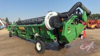 35' JD 635F Hydra Flex Header with AWS Air Reel on Horst 4 wheel transport s/n741323 (Reel control box in shed) H71