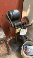 Electric wire wheel on shop-built stand