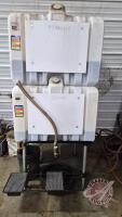 (2) 120gal Bulk oil tanks with stand (Sells with contents approx 170 liters of Trans Hydraulic oil & approx 80 liters of 15W40 engine oil)
