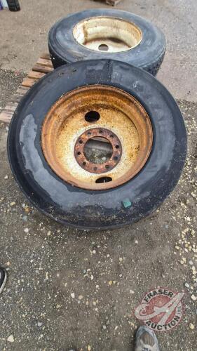 Used 11R24.5 tire on rim