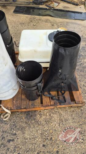 Pallet with auger spouts 13" multiple 8" and a plastic tank