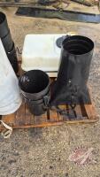 Pallet with auger spouts 13" multiple 8" and a plastic tank
