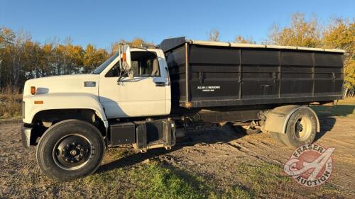 1999 GMC C8500 s/a grain truck, 962,844 kms showing, VIN#1GDP7H1C0XJ502377, OWNER: Allan J Meadows, SELLER: FRASER AUCTION LTD. ***SAFETIED***