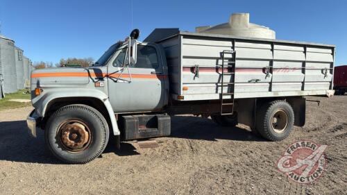 1982 GMC 6000 s/a grain truck, 53082 kms showing, VIN# 1GDG6D1A6CV564699, OWNER: Garth D Meadows, SELLER: FRASER AUCTION LTD